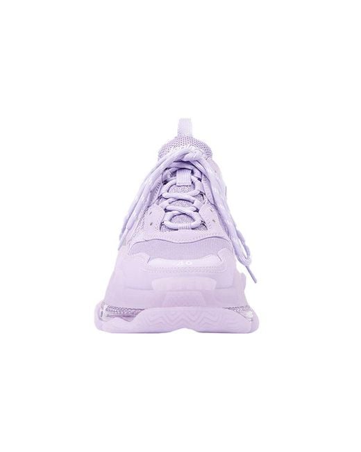 Balenciaga Purple Triple S Clear Sole Sneakers In Mesh And Nylon