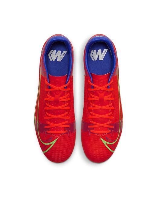 Nike Red Mecurial Vapor 14 Academy Hg Hard Ground Cleats 'Bright Crimson Burst' for men