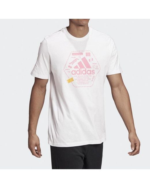 Adidas White Snack Bos 1 Printing Short Sleeve for men