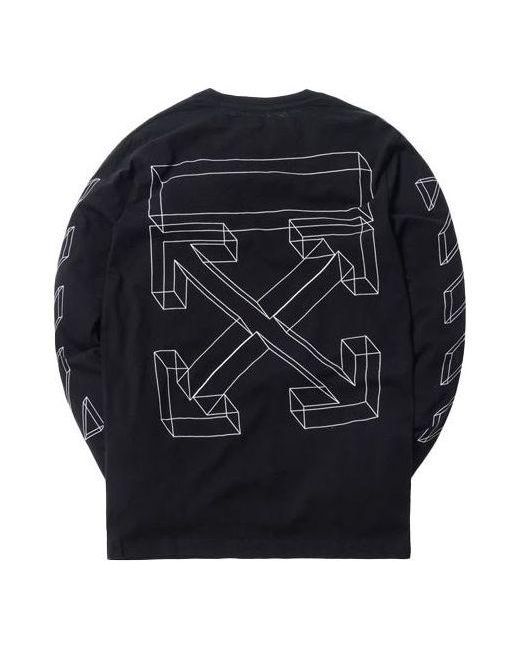 Off-White c/o Virgil Abloh Blue 3d Printing Hollow Out Arrow Long Sleeves T-shirt for men