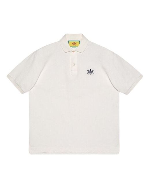 Adidas White X Gucci Cotton Piquet Polo for men