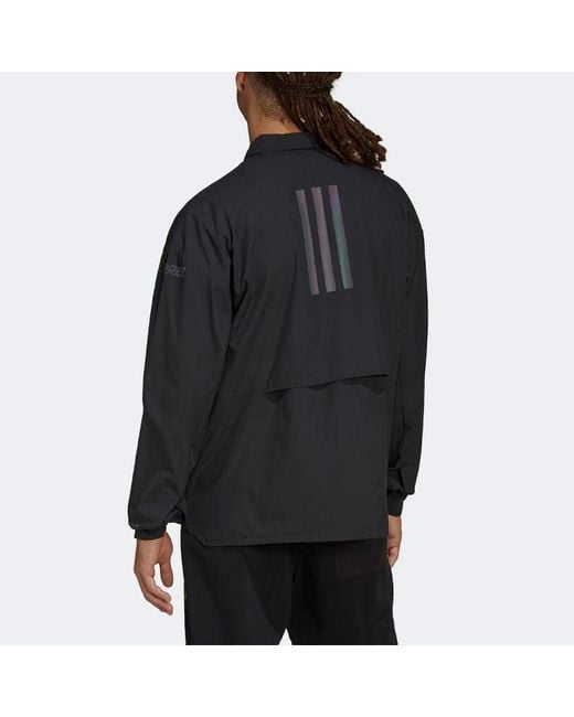 Adidas Blue Terrex C Myshelter W.R Colorful Logo Stripe Printing Lapel Jacket for men