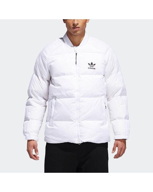 Adidas White Originals Baseball Collar Casual Sports Stay Warm Down Jacket for men