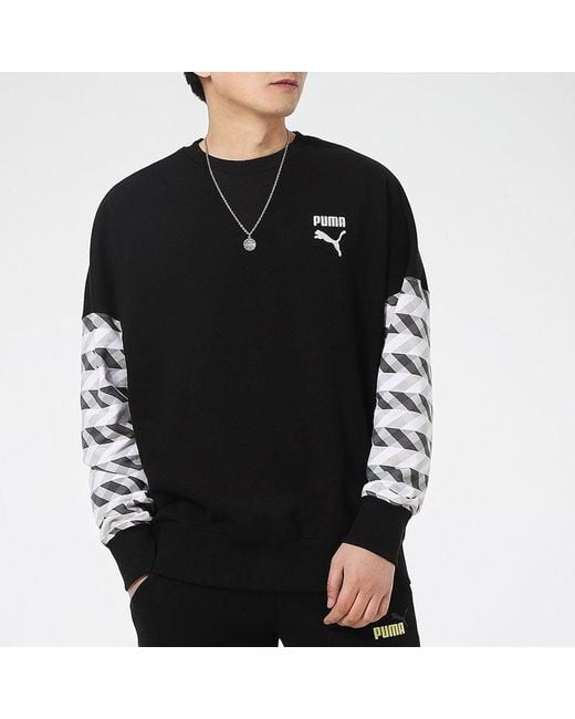 PUMA Black Kontrast Crew Neck Sweater for men