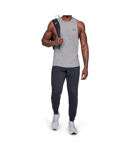 Under Armour Gray Sportstyle Left Chest Cut-Off Tank Top for men