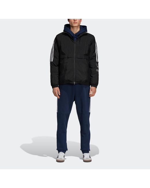 Adidas Black Originals Outline Tref Lg Stay Warm Sports Stand Collar Down Jacket for men