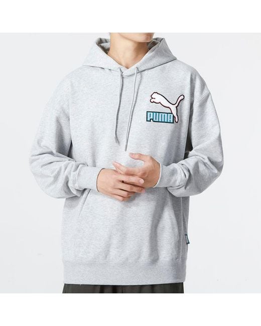 PUMA Blue Colorblock Fandom Logo Hoodie for men