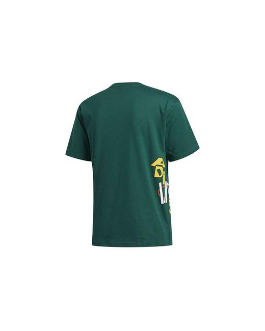 Adidas Green Originals Streetball Mult Printing Basketball Sports Round Neck Short Sleeve for men