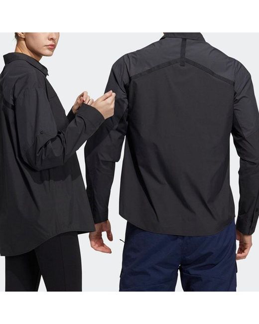 Adidas Blue Casual Sports Solid Color Breathable Long Sleeves Shirt for men