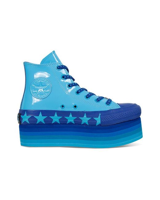 Miley Taylor All Star Platform Faux Patent Hi 'gnarly Blue' | Lyst