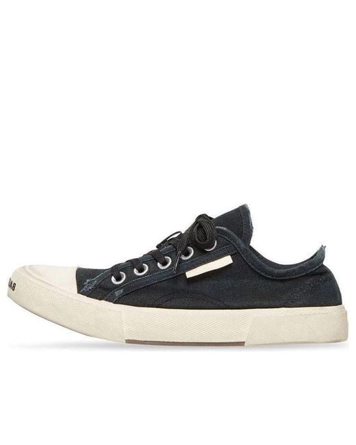 Balenciaga Blue Paris Low Top Sneakers Destroyed Cotton And Rubber' for men