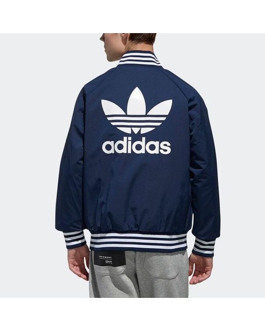 Adidas Blue Originals Rev Jacket Logo Printing Sports for men
