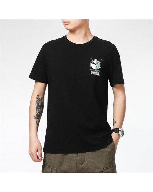 PUMA Black Graffiti Photo Print Short Sleeve T-Shirt for men