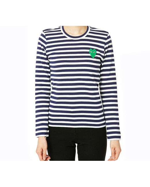 COMME DES GARÇONS PLAY Blue (Wmns) Stripe Long Sleeves Tee
