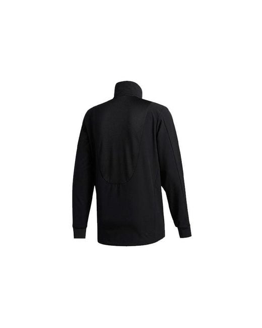 Adidas Black Cool Touch Jkt Training Sports Stripe Stand Collar Logo Jacket for men