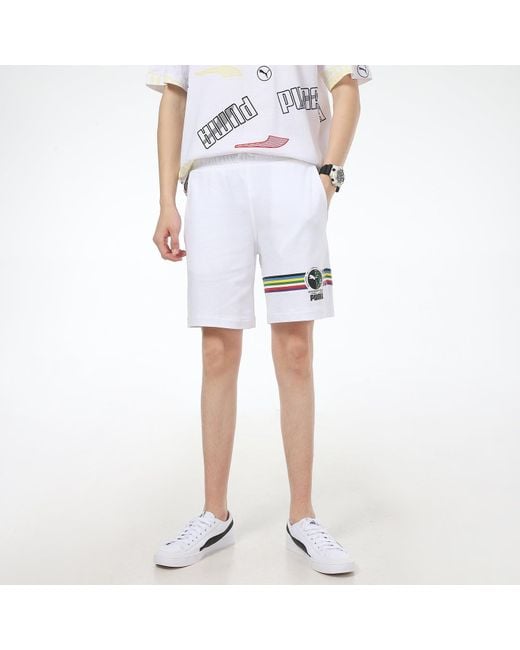 PUMA White Intl Graphic Shorts for men