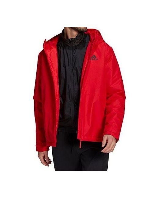 Adidas Red Casual Sports Windproof Hooded Jacket for men