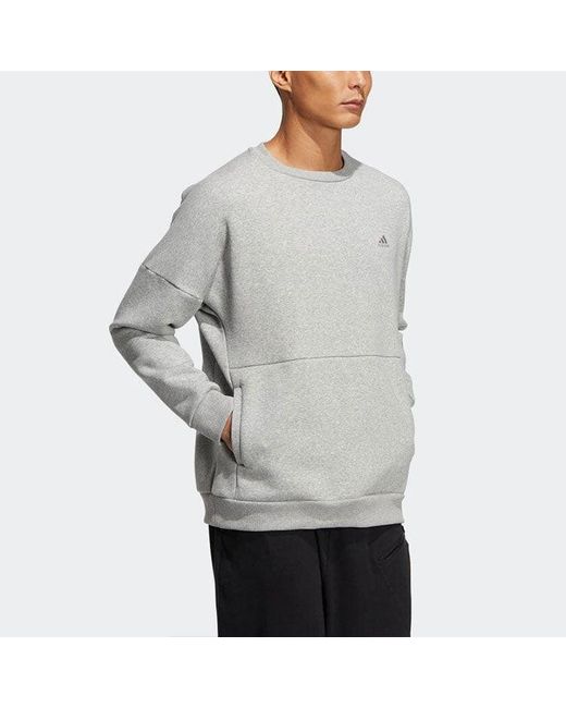 Adidas Gray Solid Color Minimalistic Alphabet Printing Round Neck Sports for men
