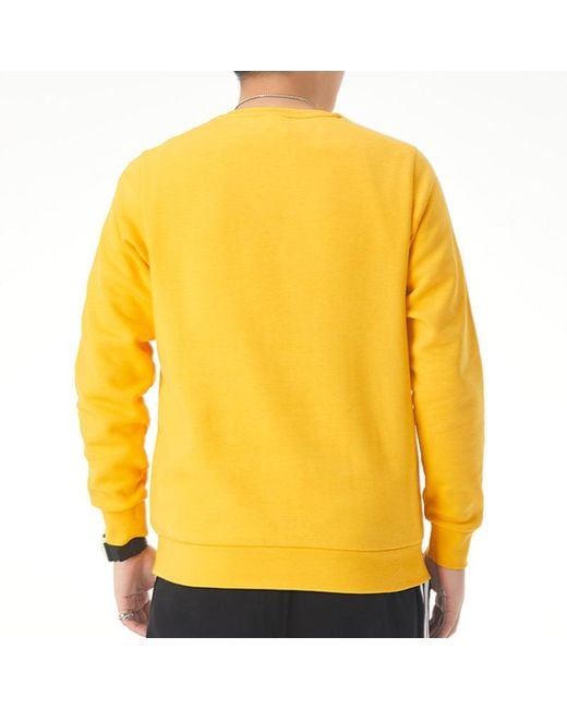 Adidas Yellow E 3S Crew Fl Logo Printing Fleece Stay Warm Casual Sports Pullover Round Neck for men