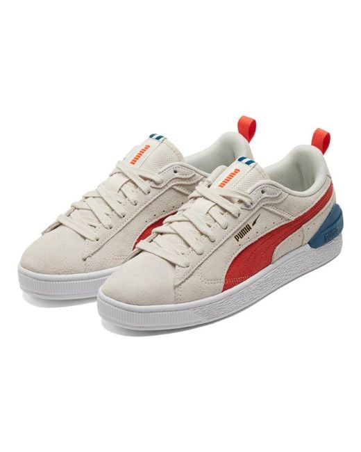 PUMA White Suede Bloc 'Pristine Cherry Tomato' for men