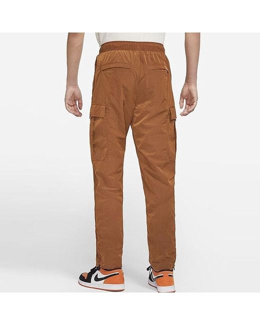 Nike Brown Solid Color Splicing Woven Long Pants/Trousers for men