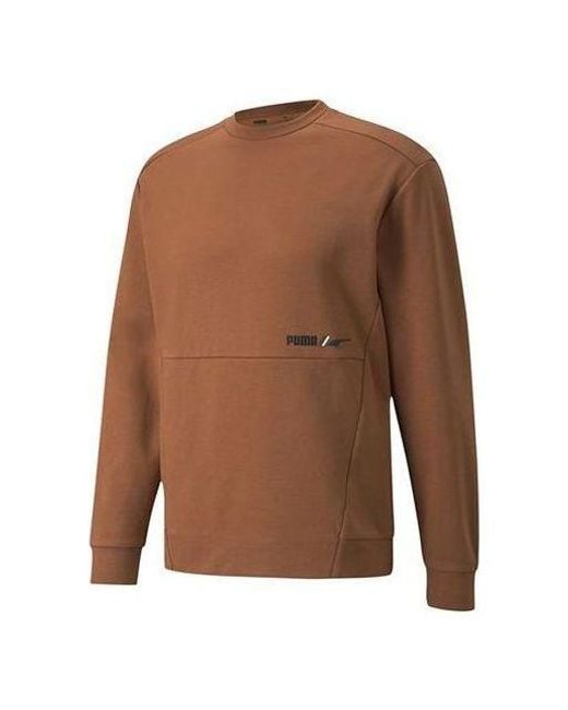PUMA Brown Winterized Crew Logo for men