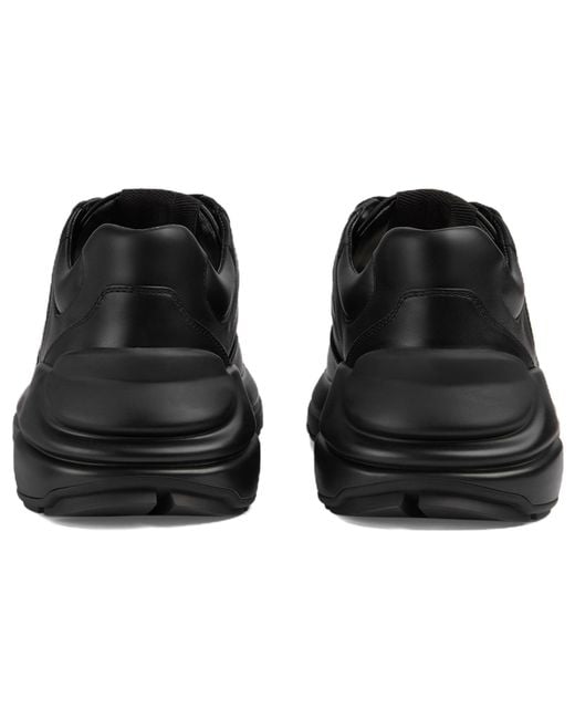 Gucci Black Rhyton Interlocking G Leather Low-top Trainers