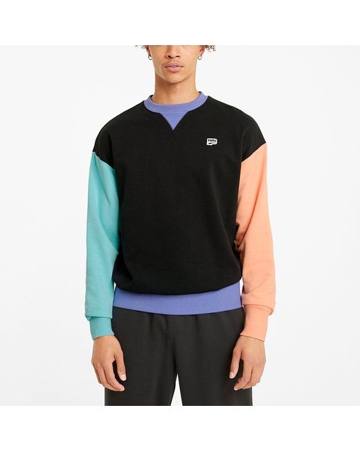 PUMA Black Graphic Crew Logo Printed Casual Sports Sweater for men