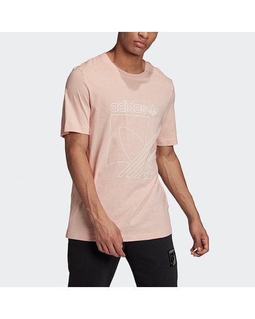 Adidas Pink Originals Sprt 3S Tee Logo Printing Sports Short Sleeve for men