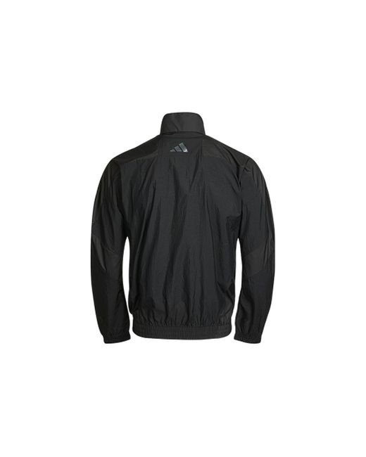 Adidas Black Logo Printing Solid Color Stand Collar Jacket Autumn for men