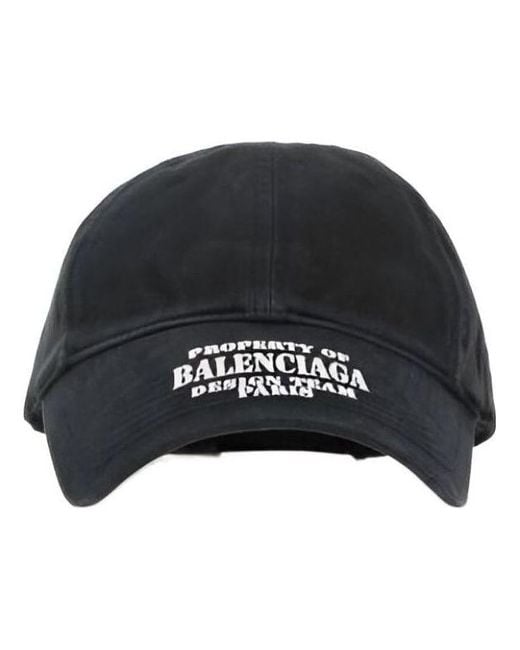 Balenciaga Black Property Of Embroidered Denim Ball Cap