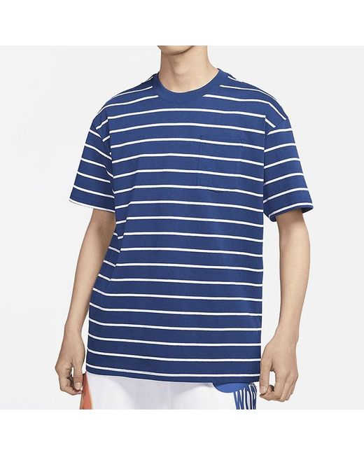 Nike Blue Sportswear Sports Stripe Round Neck Short Sleeve for men