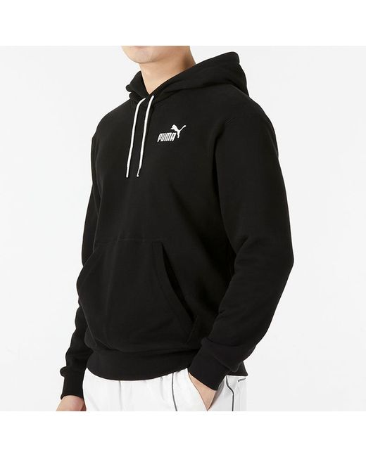 PUMA Black Ess + Contrasting Colors Chest Embroidered Logo for men