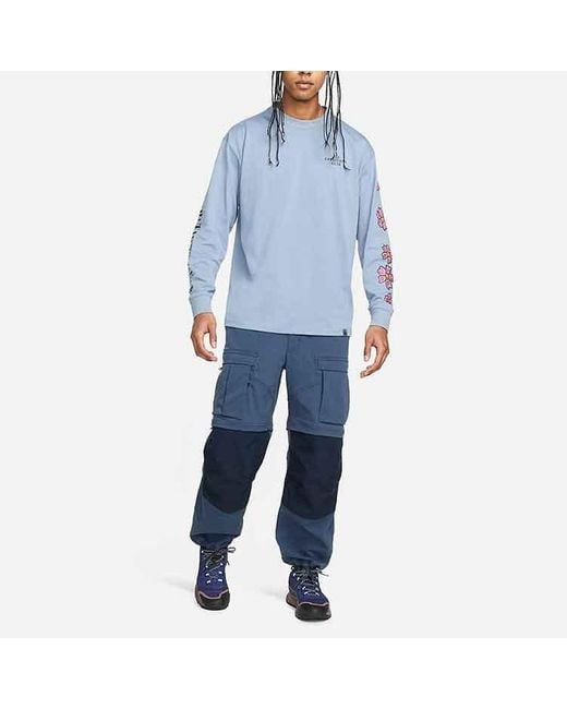 Nike Blue Acg Ss22 Flowers Alphabet Printing Casual Long Sleeves for men