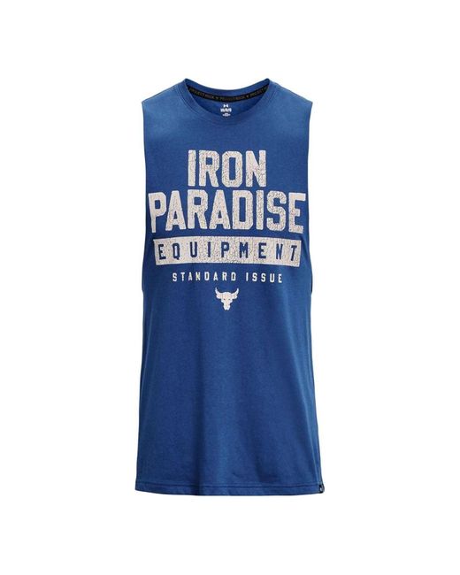 Under Armour Blue Project Rock Iron Muscle Tank for men