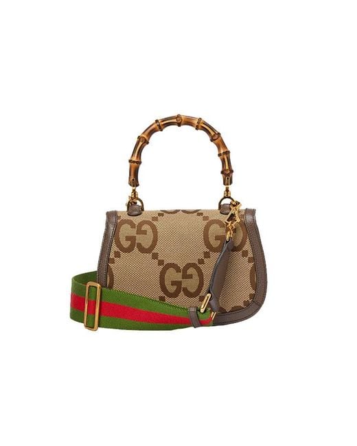 Gucci Brown (Wmns) Bamboo 1947 Jumbo Gg Small Top Handle Bag