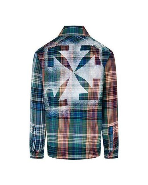 Off-White c/o Virgil Abloh Blue Fw20 Arrows Printing Long-Sleeved Shirt for men