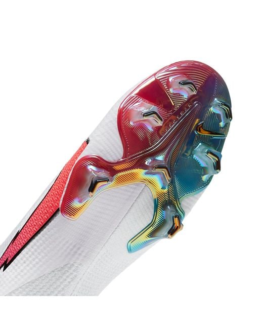 Nike White Mercurial Vapor 13 Elite Fg 'Hyper Jade Flash Crimson' for men