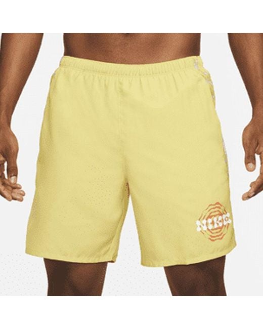 Nike Yellow Dri-Fit Solid Color Quick Dry Breathable Back Pocket Running Shorts for men