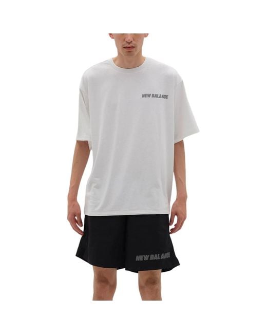 New Balance White Met24 Reflection Nb Logo T-Shirt for men