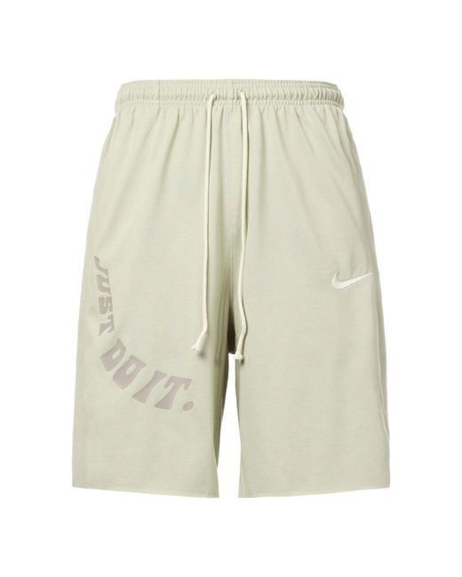 Nike Natural Logo Embroidered Alphabet Printing Elastic Waistband Straight Casual Shorts Light Stone for men