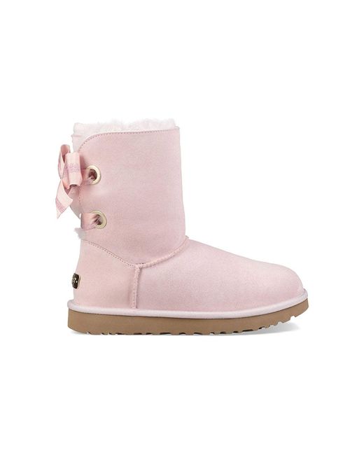 Ugg Pink (Wmns) Customizable Bailey Bow Short Fleece Lined