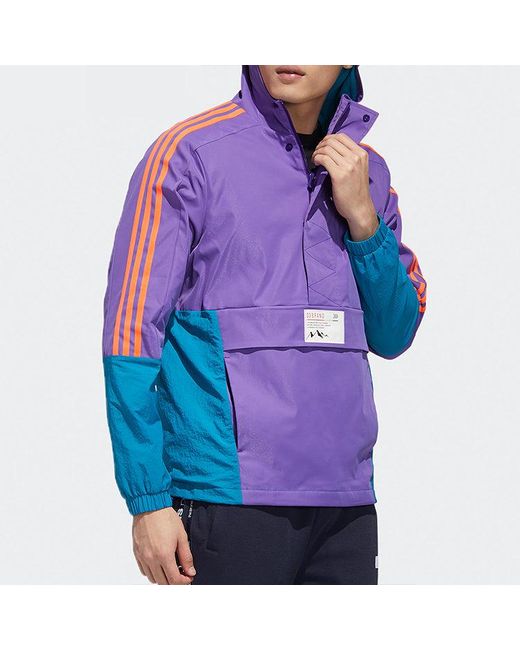 Adidas Blue Neo M Ss Cs Wb Zipper Cardigan Windproof Colorblock Sports Hooded Jacket for men