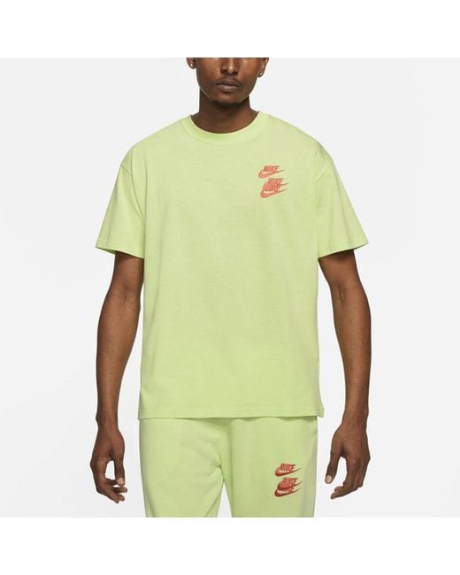 Nike Green Back Printing Embroidered Logo Sports Round Neck Short Sleeve for men