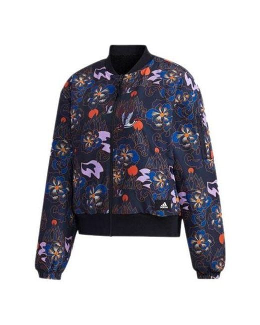 Adidas Blue (Wmns) Cny Mic Bomber Series Double Sided Aviator Jacket