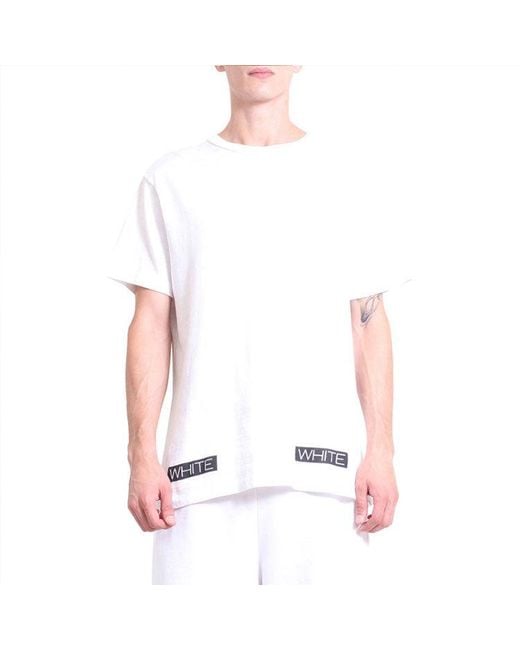 Off-White c/o Virgil Abloh Blue Stripe Logo Printing Short Sleeve Ordinary Version for men