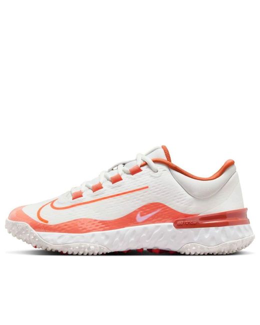 Nike White (Wmns) Alpha Huarache Elite 4 Turf 'Summit Light Wild Mango Vintage Coral Hyper Crimson'