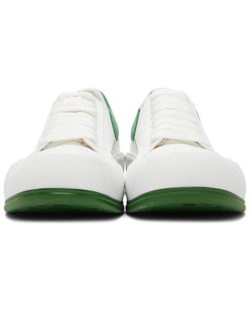 McQueen White Deck Skate Plimsoll Lace Up Suede' for men