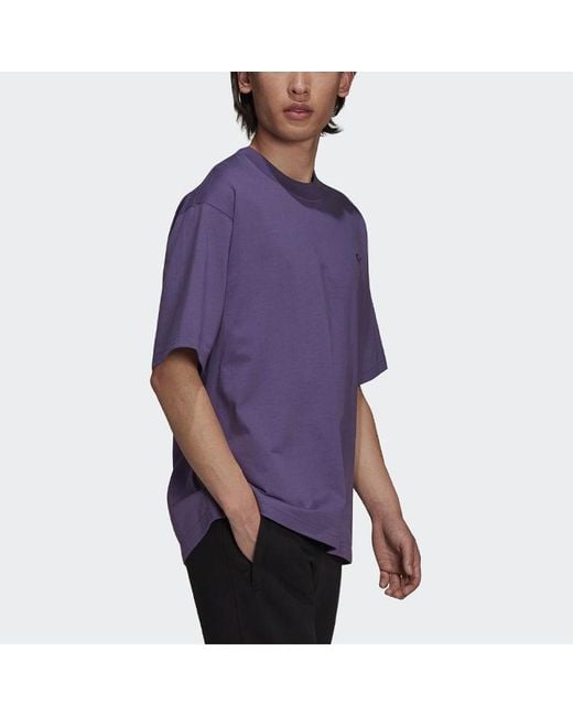 Adidas Purple Originals C Tee Solid Color Small Label Loose Sports Short Sleeve Couple Style for men