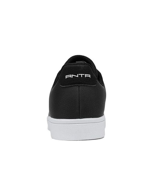 Anta Black Leather Skateboarding Shoes for men